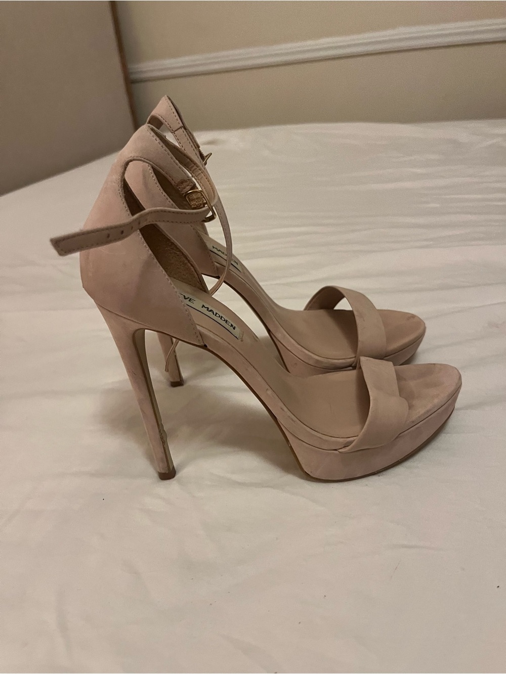 Steve Madden Nude Blush Suede Ankle-Strap Platform Heels